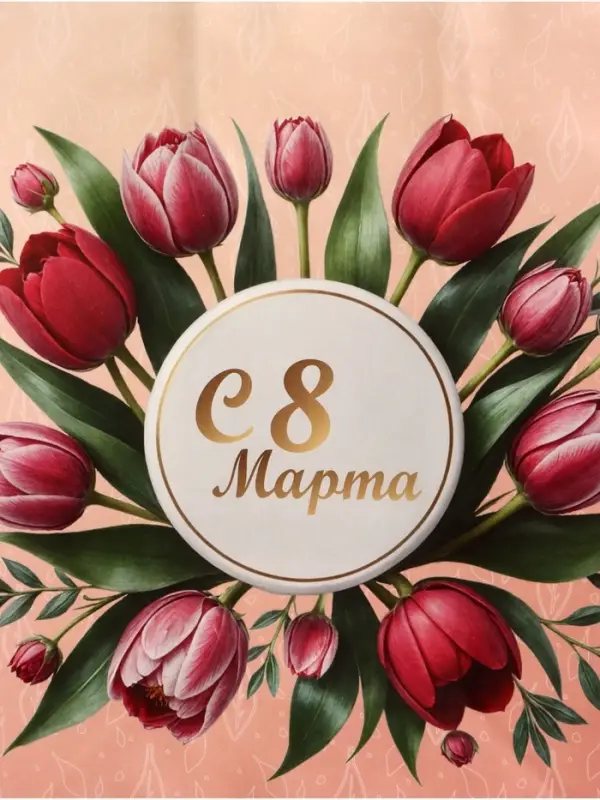 Пакет подарочный крафт, &laquo;С 8 Марта&raquo;, 21&times;11&times;27 см