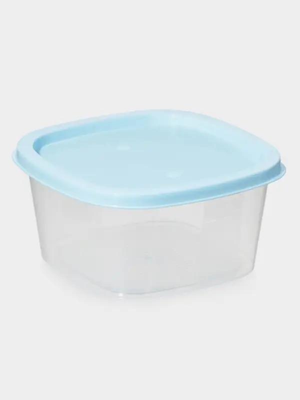 Контейнер пищевой, 900 мл, 14.9&times;14.9&times;7.4 см, квадрат, прозрачный, крышка голубая