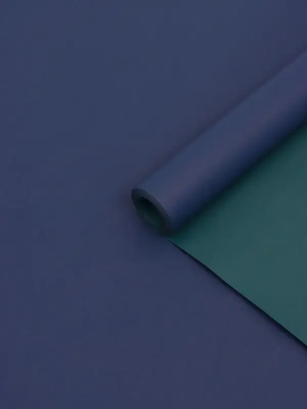 Бумага упаковочная крафт, двусторонняя, изумруд-синий 0,68 х 10&plusmn;5% м