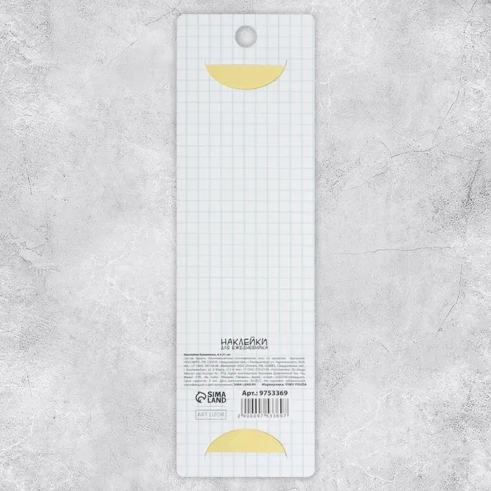 Наклейки бумажные на подложке &laquo;Тетрадь&raquo;, для ежедневника 6&times;21 см