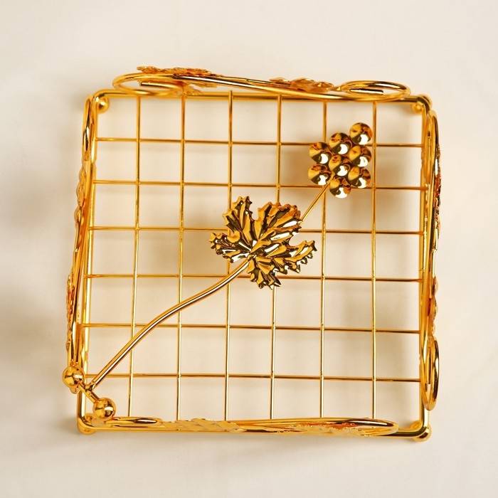 Подставка для салфеток декоративная &laquo;Виноград&raquo;, 19&times;7 см, золотистая