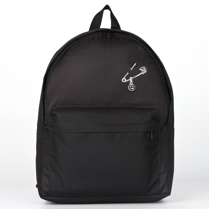 Рюкзак школьный текстильный &laquo;Булавка&raquo;, с карманом, 27х11х37, цвет чёрный