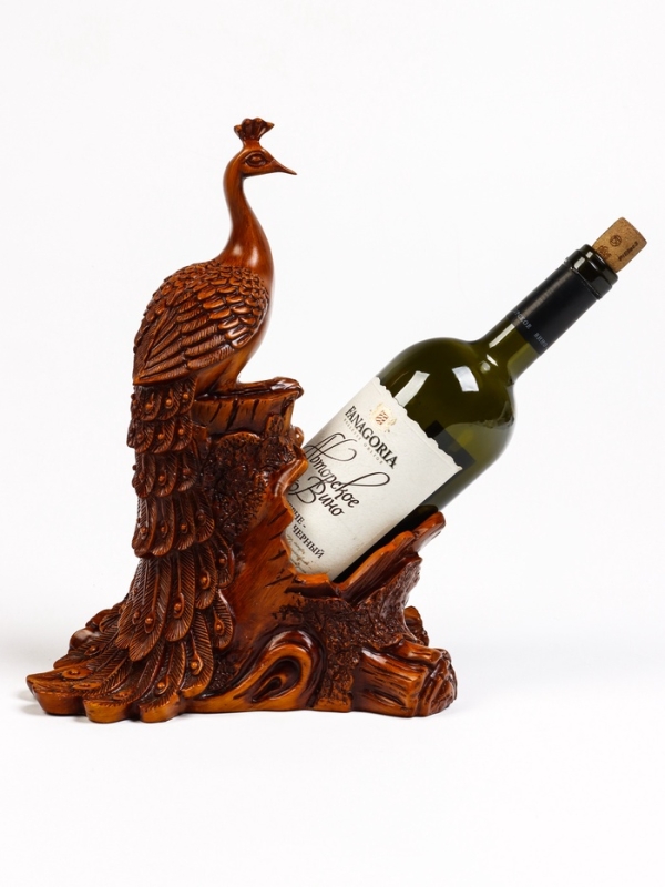 Подставка для бутылки "Павлин" под дерево, 23х15х33см