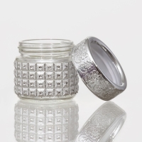 Банка стеклянная для хранения сыпучих продуктов &laquo;Сильвер&raquo;, 100 мл, 5,7&times;5,5 см, с пластиковой крышкой, цвет серебряный