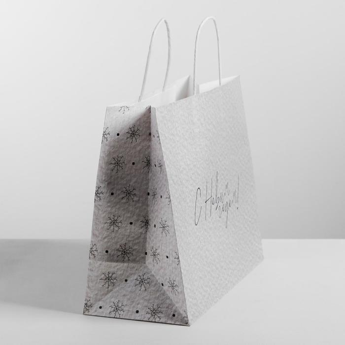 Пакет подарочный новогодний крафт &laquo;Чудесный праздник&raquo;, 25 х 22 х 12 см, Новый год