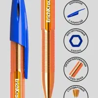 Ручка шариковая ErichKrause R-301 Amber Stick, узел 1.0 мм, чернила синие, длина линии письма 1000 метров