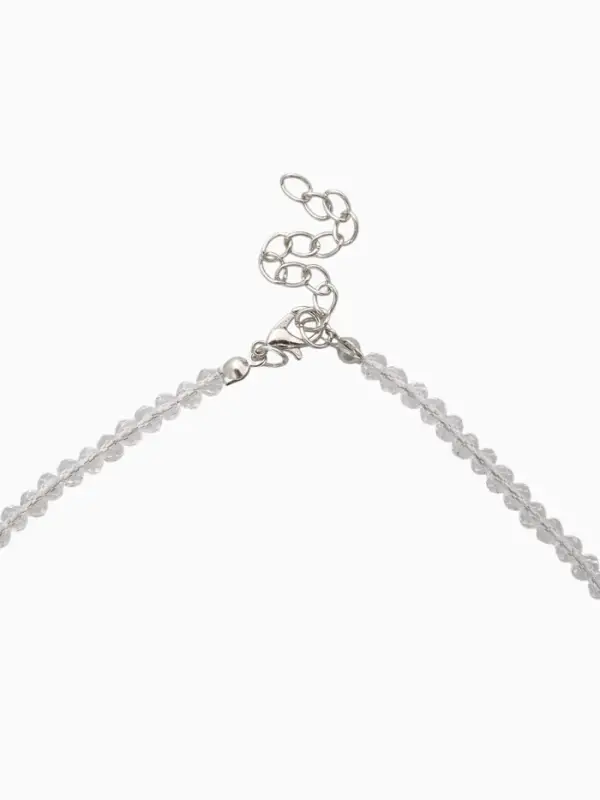 Чокер из бисера &laquo;Хрусталь&raquo;, белый в серебре, 37 см + 5 см доп, цепочка