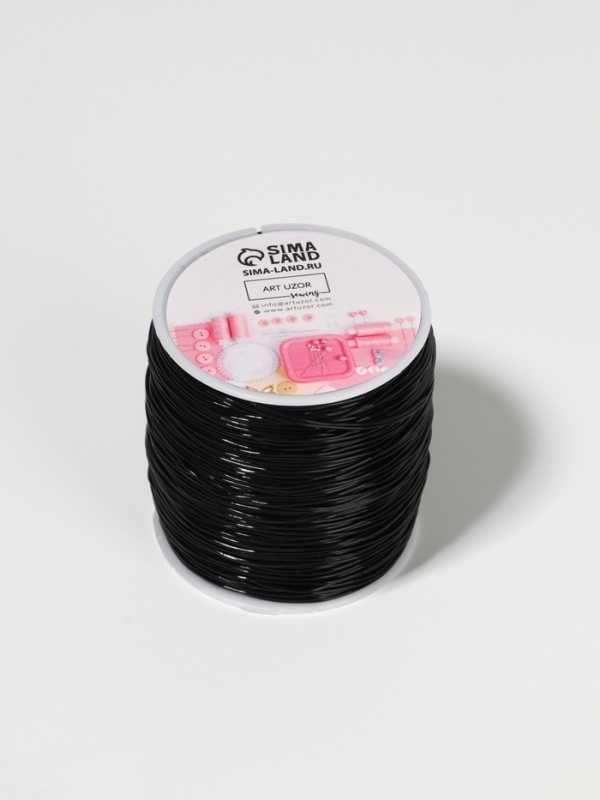 Нить для плетения 100&plusmn;1м d0,8мм эластичная силикон чёрный АУ