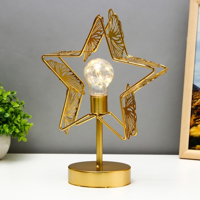 Ночник "Звезда" LED от батареек 3хАА золото 22х11х28 см RISALUX