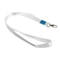 Лента для бейджа ширина-15 мм, длина-80 см с металлическим карабином, белая