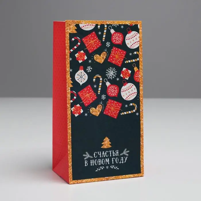 Пакет без ручек &laquo;Счастья в Новом Году&raquo;, 10 х 19.3 х 7 см