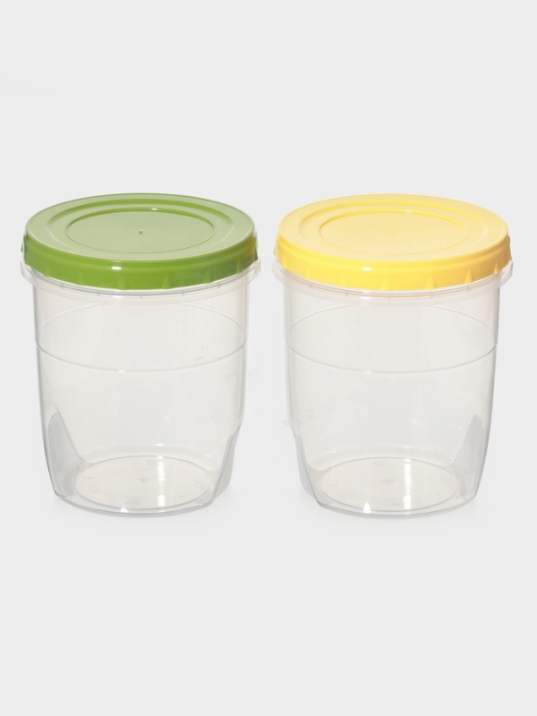 Банка для хранения продуктов, 1.3 л, пластик, прозрачная, крышка МИКС