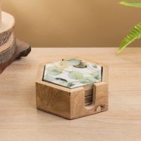 Подставка под горячее (набор 4 шт) "Листья" дерево манго 15х13х5 см