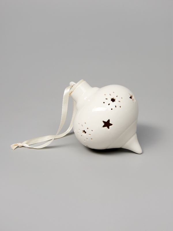 Елочный шар "Снежный" 10.7х8.5х8.5, 1 LED, LR44x3(в компл.), Т/БЕЛЫЙ