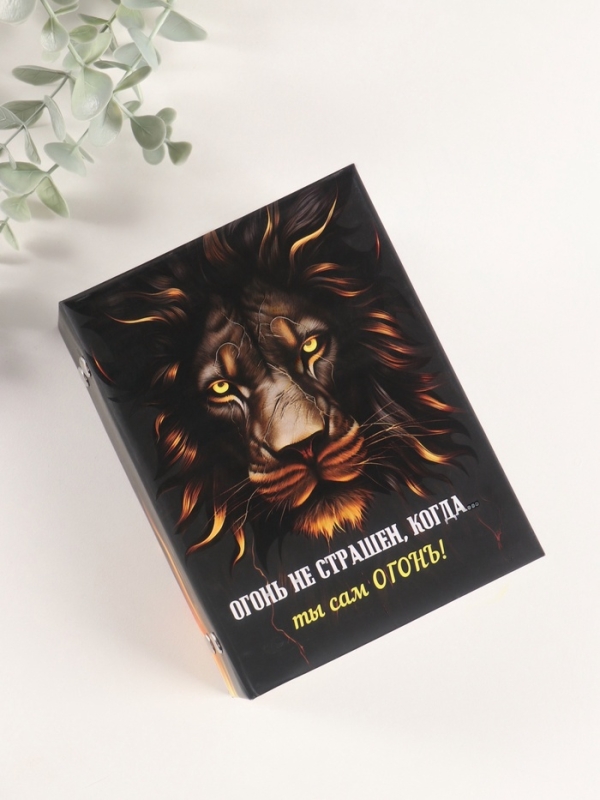 Фотоальбом на 96 фото 10х15 см "Лев и пламя" матовый с ламинацией 16,5х12х5,5 см