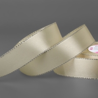 Лента атласная &laquo;Серебряные нити&raquo;, 25 мм &times; 23 &plusmn; 1 м, цвет светло-бежевый №08