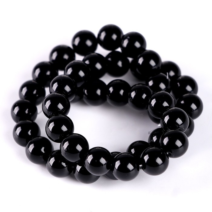 Бусины из натурального камня &laquo;Чёрный агат&raquo; набор 36 шт., размер 1 шт. &mdash; 10 мм