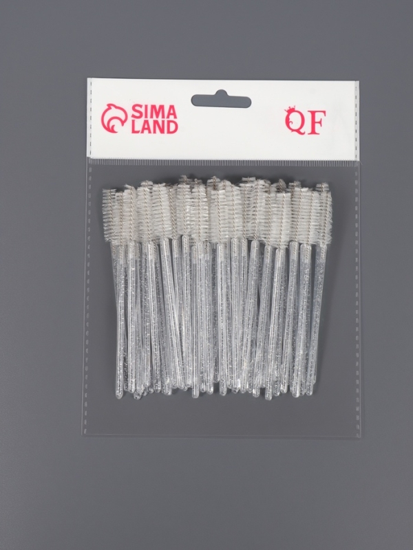 Щёточки для бровей и ресниц, набор - 50 шт, 10 см, цвет белый/прозрачный