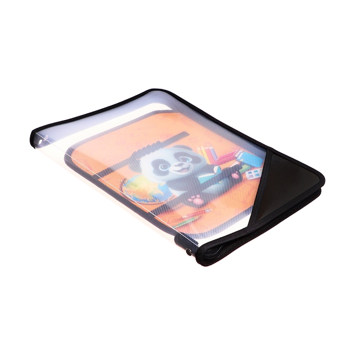 Папка для труда А4, 325 х 230 х 25 мм, молния вокруг, откидная планка, пластиковая, ПТР-1, Calligrata "Панда"