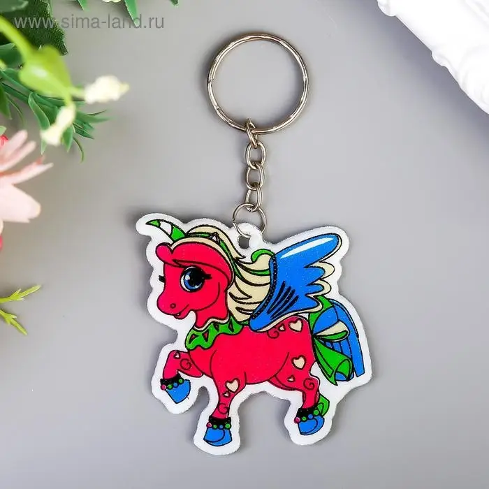 Брелок пластик "Единорог" мягкий МИКС 4,5х5,5 см