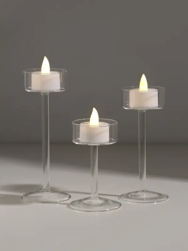 Подсвечник стекло "Моник" прозрачный d=5,4 см набор 3 шт 6,5х15 6,5х11 см 6,5х17 см