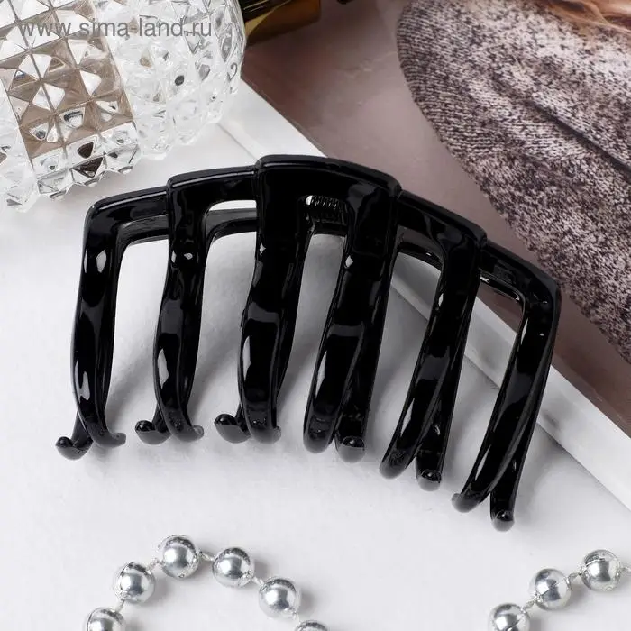 Крабик для волос &laquo;Глянец&raquo;, зубцы, 8.5 см, чёрный