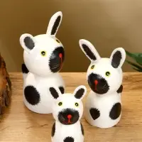 Набор сувенирный "Зайки" дерево H 14, 12, 9 см, цв. бело-чёрный