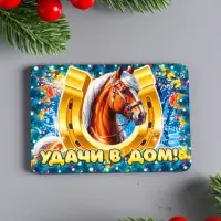 Магнит новогодний "Удачи в дом" 9,5х6,5 см
