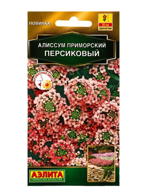 Семена цветов Алиссум приморский Персиковый  Золотая серия, Ц/П,0,1 г