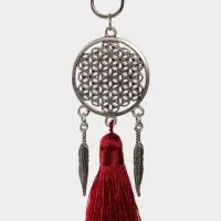 Брелок-кисточка "Ловец снов" 17 см, цв. бордовый, серебристый