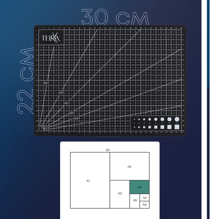 Мат для резки, пятислойный, 30 &times; 22 см, А4, цвет чёрный
