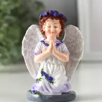 Сувенир полистоун "Девочка-ангел в платье с лавандой - молитва" фиолет 6,7х5х9 см