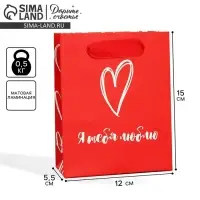 Пакет подарочный ламинированный, упаковка, &laquo;Я тебя люблю&raquo;, S 12 х 15 х 5.5 см
