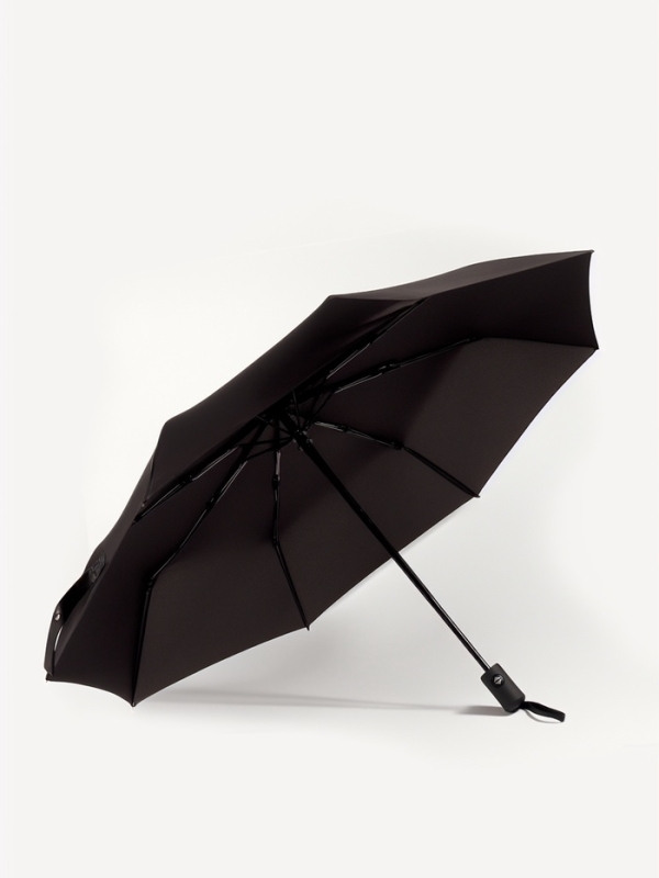 Зонт автоматический &laquo;Black&raquo;, 3 сложения, 8 спиц, R = 48 см, цвет чёрный