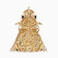 Брошь "Кошка Царица", цвет красно-белый в золоте