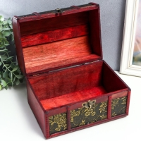 Шкатулка дерево состаренная "Цветы и бамбук" сундучок МИКС 15х22х15,5 см