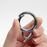 Кольцо-карабин, двойной, d = 25/35 мм, толщина - 5 мм, с креплением 12 &times; 3 мм, 5 шт, цвет серебряный