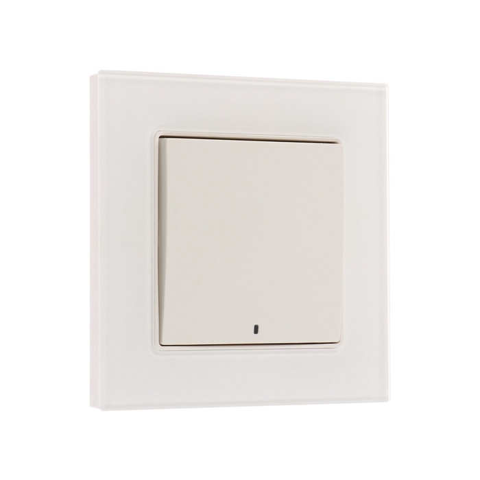 Выключатель TOT Glossy Glass, 10 А, 1 клавиша, с подсветкой, скрытый, стекло, белый