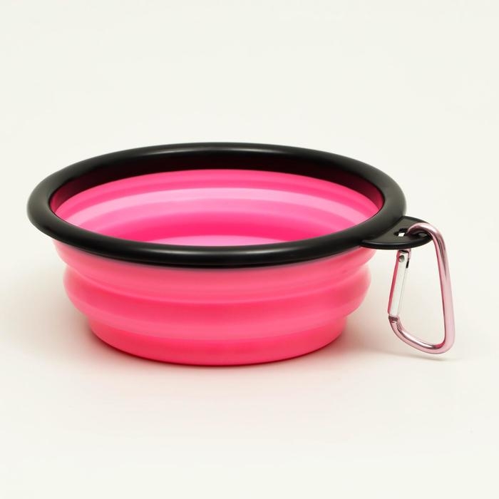 Миска силиконовая, складная, 350 мл, 13 см, розовая