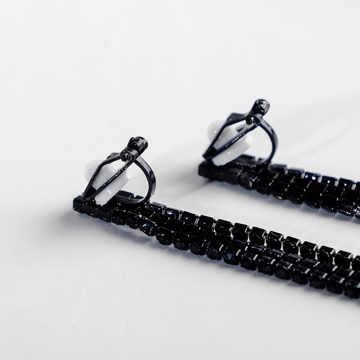 Клипсы &laquo;Лёд&raquo; классика, цвет чёрный в чёрном металле