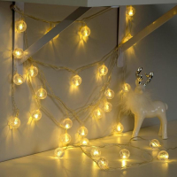 Гирлянда &laquo;Нить&raquo; 5 м с насадками &laquo;Футбольный мяч&raquo;, IP20, прозрачная нить, 30 LED, свечение тёплое белое, 8 режимов, 220 В