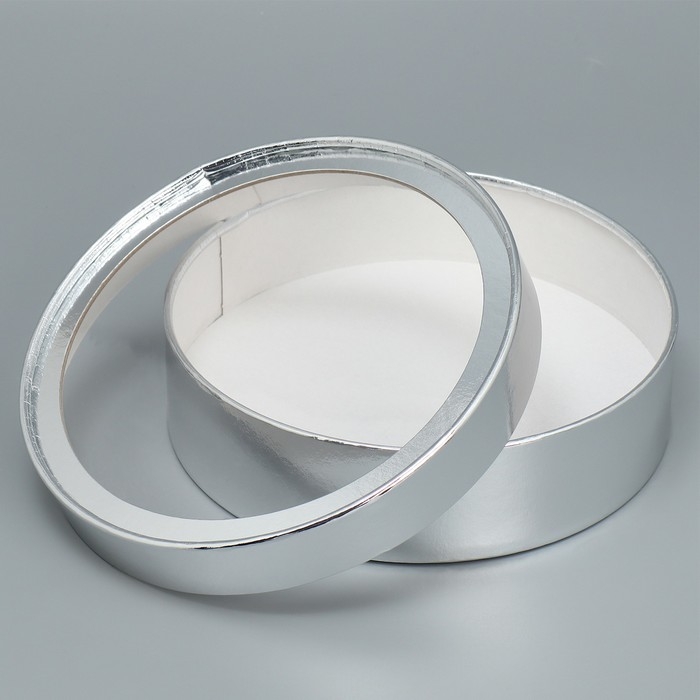 Коробка для макарун, кондитерская упаковка тубус с окном, &laquo;Серебро&raquo; 20 х 20 х 5 см