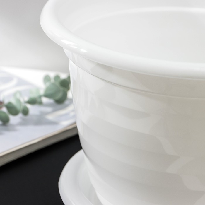 Горшок для цветов с поддоном &laquo;Виола&raquo;, 5 л, пластиковый, цвет белый