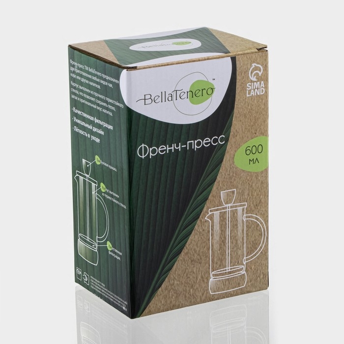 Чайник заварочный френч - пресс BellaTenero &laquo;Эко cork&raquo;, 600 мл