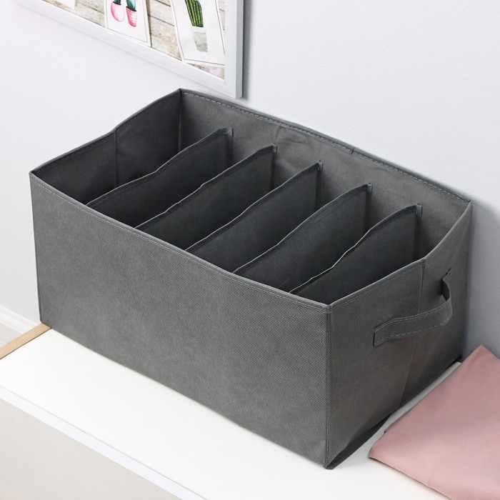 Органайзер для хранения белья &laquo;Смарт&raquo;, 6 ячеек, 44&times;29&times;22 см, цвет серый