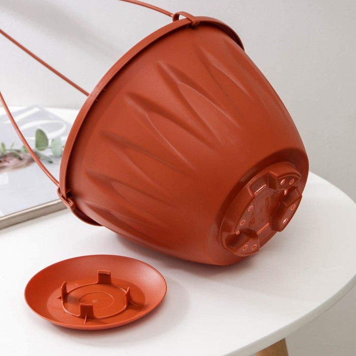 Кашпо для цветов подвесное &laquo;Алиция&raquo;, 3 л, с поддоном, цвет терракотовый