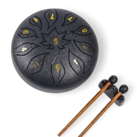 Глюкофон - музыкальный инструмент, цветок черный, 11 лепестков, 18 х 18 х 11 см