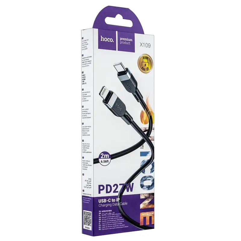 Кабель X109 Type-C на Lightning 2M 27W HOCO черный