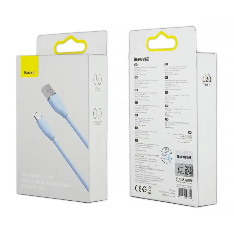 Кабель USB Lightning 1.2M 2.4A Jelly Liquid Silica Gel Fast Charging Baseus CAGD000003 голубой
