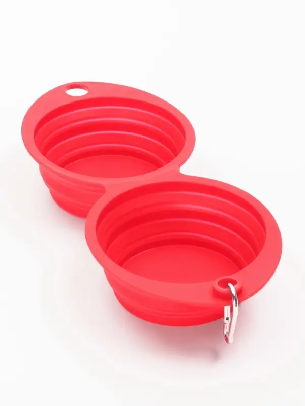 Миска силиконовая двойная, складная, красная